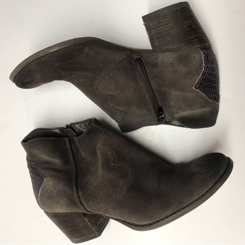 Marc Fisher Suede Ankle Booties in Dark Brown